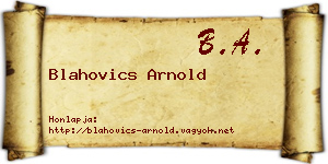 Blahovics Arnold névjegykártya
